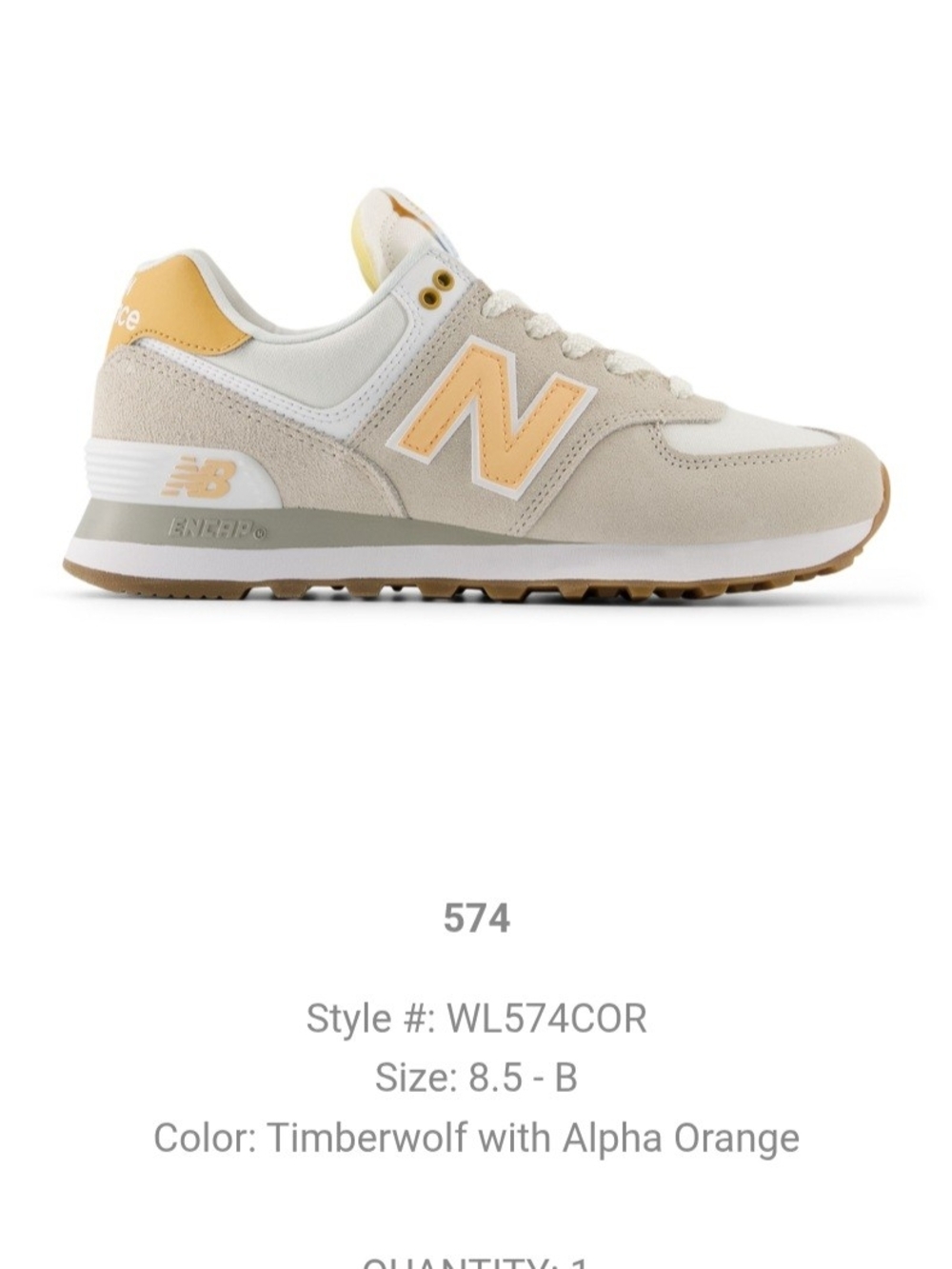 New Balance 574 Sneakers in Timberwolf & Alpha Orange